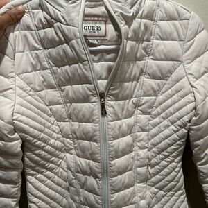 GUESS Women's Light Cream Puffer Jacket